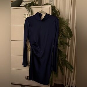 Mango Dark Blue Long Sleeve Dress